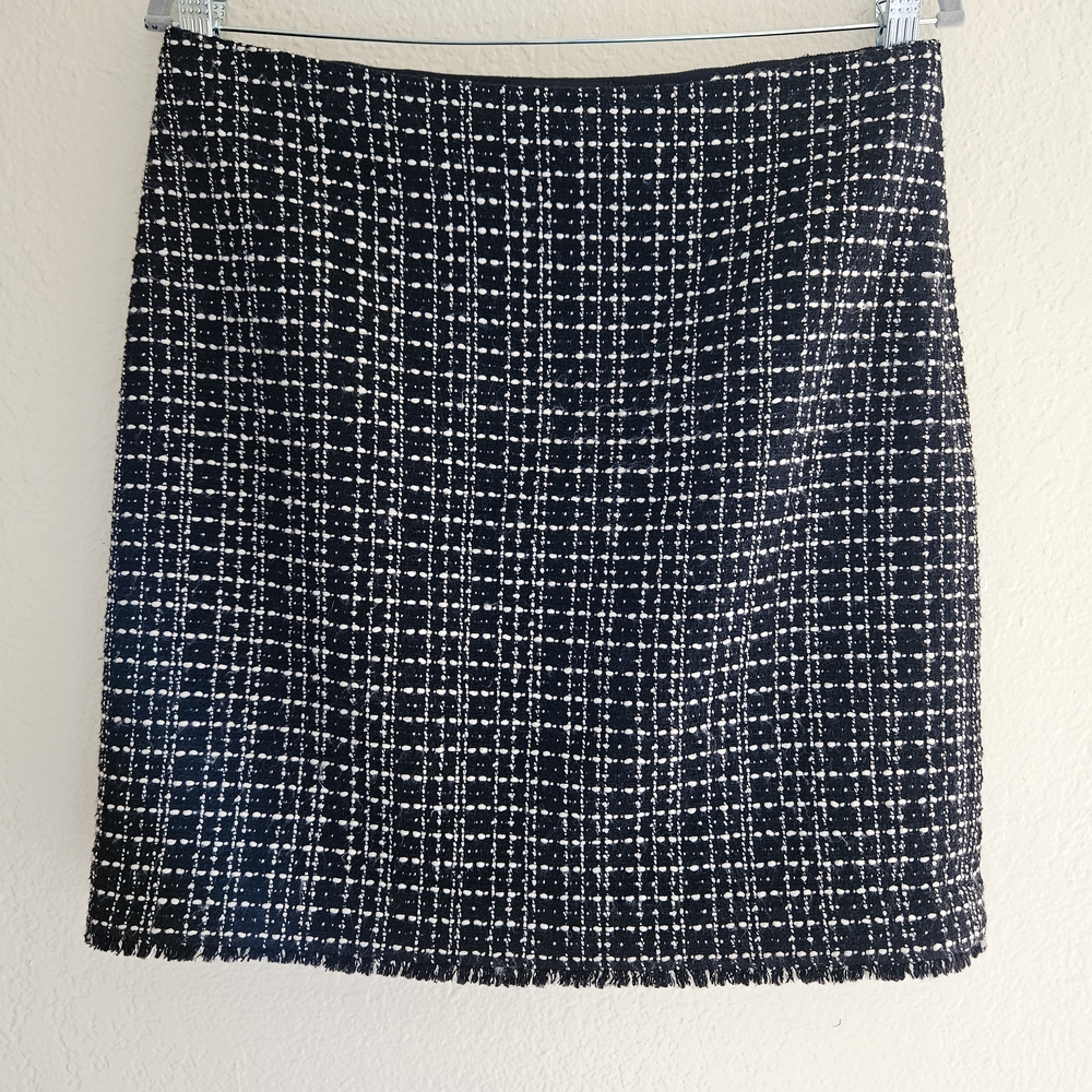 Ann Taylor Black and White Tweed Mini Skirt